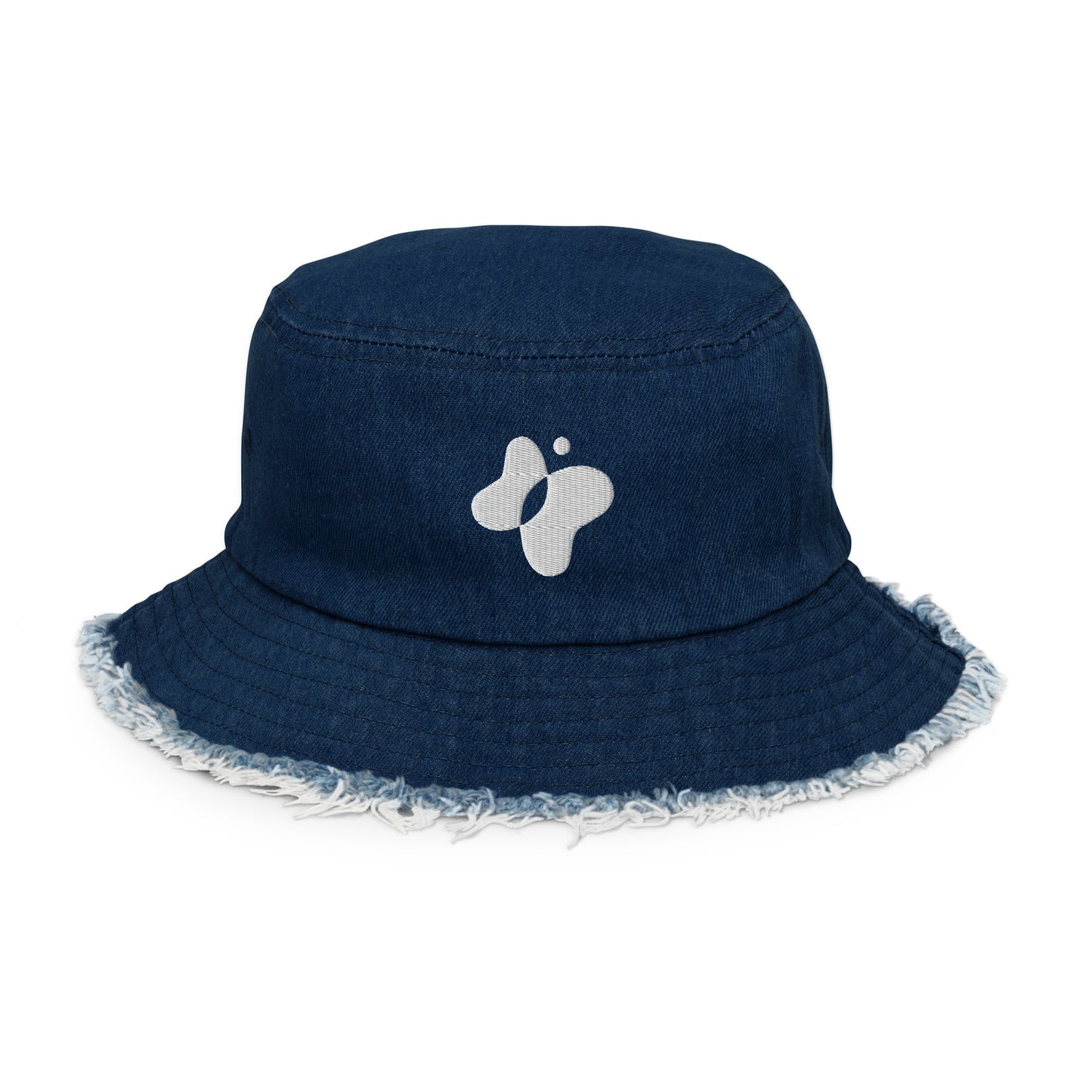Malomo Butterfly Logo Distressed Denim Bucket Hat